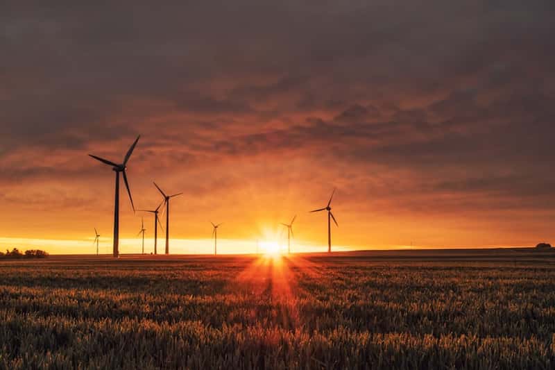 Renewable energy infrastructure across an open landscape
